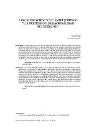 Las calificaciones del saber jurídico y la pretensión de racionalidad del Derecho / Jesús Vega | Biblioteca Virtual Miguel de Cervantes