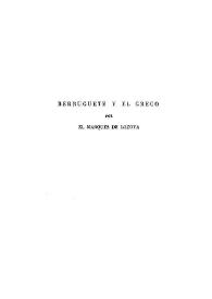 Berruguete y El Greco / por El Marqués de Lozoya | Biblioteca Virtual Miguel de Cervantes