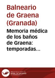 Memoria médica de los baños de Graena : temporadas oficiales de 1878 / [José Negro] | Biblioteca Virtual Miguel de Cervantes