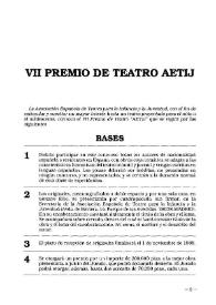 VII Premio de Teatro AETIJ | Biblioteca Virtual Miguel de Cervantes