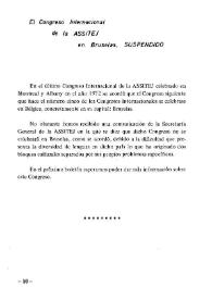 El Congreso Internacional de ASSITEJ suspendido en Bruselas. Nota de la Secretaría General de la ASSITEJ | Biblioteca Virtual Miguel de Cervantes