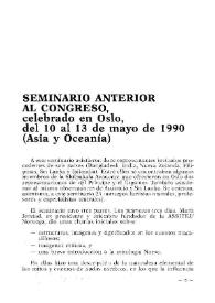 Seminario anterior al Congreso, celebrado en Oslo, del 10 al 13 de mayo de 1990 (Asia y Oceanía) | Biblioteca Virtual Miguel de Cervantes