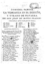 La Venganza en el despeño, y Tyrano de Navarra / de Don Juan de Matos Fragoso | Biblioteca Virtual Miguel de Cervantes