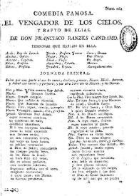 El vengador de los cielos, y rapto de Elias / de Don Francisco Banzes Candamo | Biblioteca Virtual Miguel de Cervantes