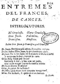 Entremes del frances / de Cancer | Biblioteca Virtual Miguel de Cervantes