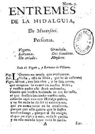 Entremes de la hidalguia / de Monteseri | Biblioteca Virtual Miguel de Cervantes