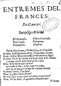 Entremes del frances / de Cancer | Biblioteca Virtual Miguel de Cervantes