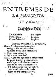 Entremes de la mariquita / de Moreto | Biblioteca Virtual Miguel de Cervantes