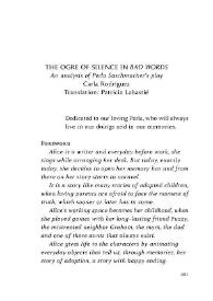 The ogre of silence in "Bad words" : An analysis of Perla Szuchmacher’s play / Carla Rodríguez; translation,  Patricia Labastié | Biblioteca Virtual Miguel de Cervantes