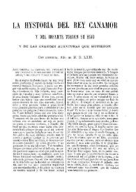 La hystoria del rey Canamor y del infante Turián su hijo y de las grandes aventuras que huvieron / [edición de Adolfo Bonilla San Martín] | Biblioteca Virtual Miguel de Cervantes