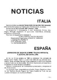 Boletín Iberoamericano de Teatro para la Infancia y la Juventud, núm. 39 (abril-diciembre 1986). Noticias | Biblioteca Virtual Miguel de Cervantes