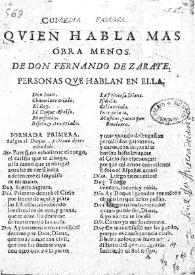 Quien habla más obra menos / Fernando de Zárate ; edición de Alberto Gutiérrez Gil | Biblioteca Virtual Miguel de Cervantes