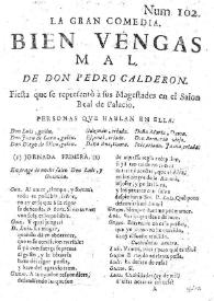 Bien vengas mal / Pedro Calderón de la Barca | Biblioteca Virtual Miguel de Cervantes