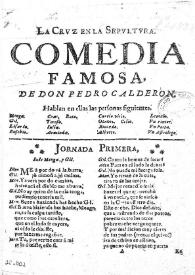 La cruz en la sepultura / comedia famosa de Félix Lope de Vega Carpio; representòla Auendaño | Biblioteca Virtual Miguel de Cervantes