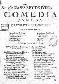 Manases rey de Judea / de don Juan de Horozco | Biblioteca Virtual Miguel de Cervantes