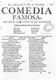 Ofensor de si [sic] mismo / de don Christoval [sic] de Monroy | Biblioteca Virtual Miguel de Cervantes