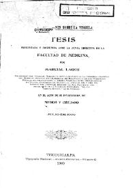 Consideraciones sobre la viruela / presentada y sostenida ante la Junta Directiva de la Facultad de Medicina por Marcial Lagos en el acto de su investidura de médico y cirujano | Biblioteca Virtual Miguel de Cervantes