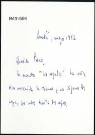 Tarjeta de Jaime de Armiñán a Francisco Rabal. Madrid, mayo de 1992 | Biblioteca Virtual Miguel de Cervantes