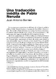 Una traducción inédita de Pablo Neruda / Juan Antonio Bernier | Biblioteca Virtual Miguel de Cervantes