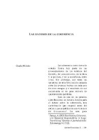 Las razones de la coherencia / Claudio Michelon | Biblioteca Virtual Miguel de Cervantes