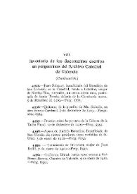 Inventario de los documentos escritos en pergaminos del Archivo Catedral de Valencia [IX] [Continuación] / Elías Olmos Canalda | Biblioteca Virtual Miguel de Cervantes