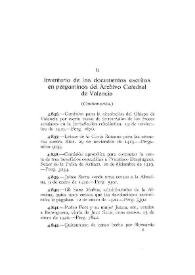 Inventario de los documentos escritos en pergamino del Archivo Catedral de Valencia [X] [Continuación] / Elías Olmos Canalda | Biblioteca Virtual Miguel de Cervantes