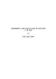 Recordando a Don Joaquín María de Navascués y de Juan / por José Camón Aznar | Biblioteca Virtual Miguel de Cervantes