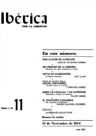 Ibérica por la libertad. Volumen 2, Nº 11, 15 de noviembre de 1954 | Biblioteca Virtual Miguel de Cervantes