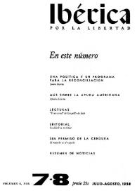 Ibérica por la libertad. Volumen 6, Nº 7-8, 15 de julio-agosto de 1958 | Biblioteca Virtual Miguel de Cervantes