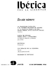 Ibérica por la libertad. Volumen 6, Nº 9, 15 de septiembre de 1958 | Biblioteca Virtual Miguel de Cervantes