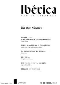 Ibérica por la libertad. Volumen 7, Nº 1, 15 de enero de 1959 | Biblioteca Virtual Miguel de Cervantes