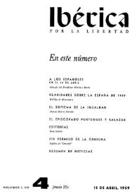 Ibérica por la libertad. Volumen 7, Nº 4, 15 de abril de 1959 | Biblioteca Virtual Miguel de Cervantes