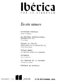 Ibérica por la libertad. Volumen 7, Nº 11, 15 de noviembre de 1959 | Biblioteca Virtual Miguel de Cervantes