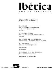 Ibérica por la libertad. Volumen 9, Nº 5, 15 de mayo de 1961 | Biblioteca Virtual Miguel de Cervantes