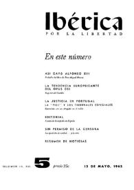 Ibérica por la libertad. Volumen 10, Nº 5, 15 de mayo de 1962 | Biblioteca Virtual Miguel de Cervantes