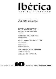 Ibérica por la libertad. Volumen 12, Nº 10, 15 de octubre de 1964 | Biblioteca Virtual Miguel de Cervantes