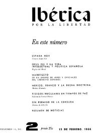 Ibérica por la libertad. Volumen 14, Nº 2, 15 de febrero de 1966 | Biblioteca Virtual Miguel de Cervantes