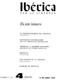 Ibérica por la libertad. Volumen 14, Nº 4, 15 de abril de 1966 | Biblioteca Virtual Miguel de Cervantes