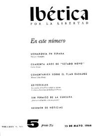 Ibérica por la libertad. Volumen 14, Nº 5, 15 de mayo de 1966 | Biblioteca Virtual Miguel de Cervantes