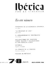 Ibérica por la libertad. Volumen 14, Nº 7-8, 15 de julio-agosto de 1966 | Biblioteca Virtual Miguel de Cervantes