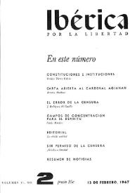 Ibérica por la libertad. Volumen 15, Nº 2, 15 de febrero de 1967 | Biblioteca Virtual Miguel de Cervantes