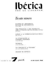 Ibérica por la libertad. Volumen 16, Nº 7, 15 de julio de 1968 | Biblioteca Virtual Miguel de Cervantes