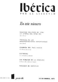 Ibérica por la libertad. Volumen 19, Nº 1, 15 de enero de 1971 | Biblioteca Virtual Miguel de Cervantes