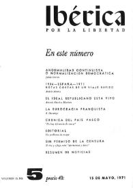 Ibérica por la libertad. Volumen 19, Nº 5, 15 de mayo de 1971 | Biblioteca Virtual Miguel de Cervantes