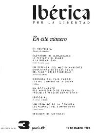 Ibérica por la libertad. Volumen 20, Nº 3, 15 de marzo de 1972 | Biblioteca Virtual Miguel de Cervantes