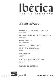 Ibérica por la libertad. Volumen 20, Nº 5, 15 de mayo de 1972 | Biblioteca Virtual Miguel de Cervantes