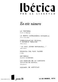 Ibérica por la libertad. Volumen 22, Nº 1, 15 de enero de 1974 | Biblioteca Virtual Miguel de Cervantes