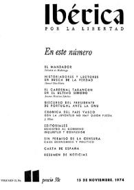 Ibérica por la libertad. Volumen 22, Nº 11, 15 de noviembre de 1974 | Biblioteca Virtual Miguel de Cervantes