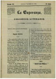 La esperanza : periódico literario. Núm. 14, domingo 7 de julio de 1839 | Biblioteca Virtual Miguel de Cervantes