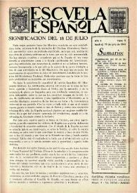 Escuela española. Año I, núm. 9, 19 de julio de 1941 | Biblioteca Virtual Miguel de Cervantes